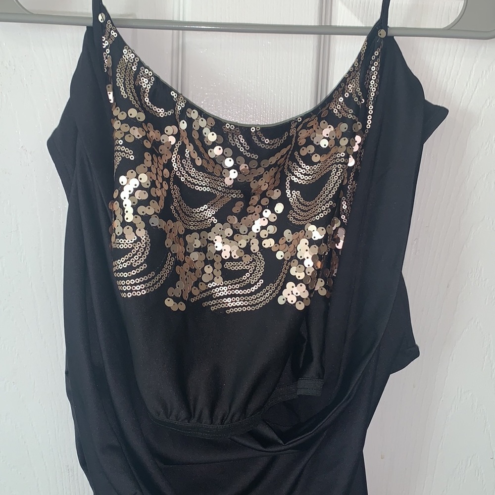 Black Cocktail Dress with Gold Design - Picture 4 of 10